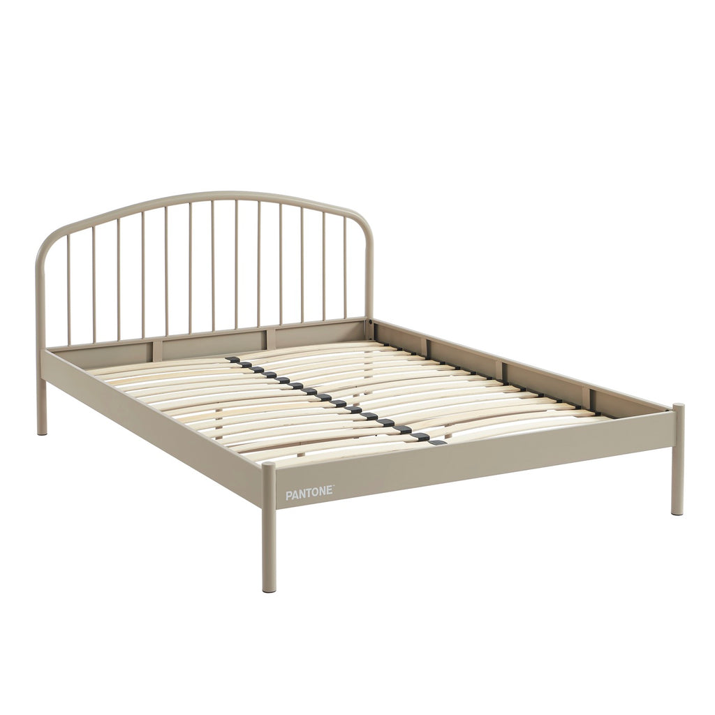 140x190 bed - Metal - Taupe - Box spring included