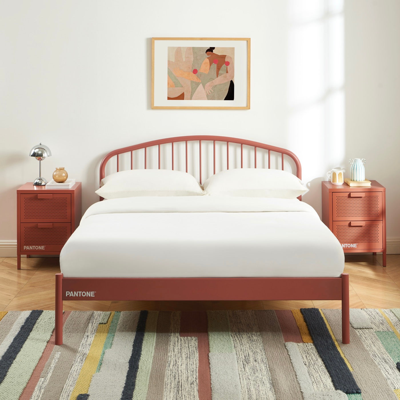 Lit 140x190 - Métal - Terracotta - Sommier Inclus