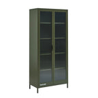 Vaisselier En Verre Cannelé Et Métal - Vert Olive