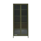 Vaisselier En Verre Cannelé Et Métal - Vert Olive