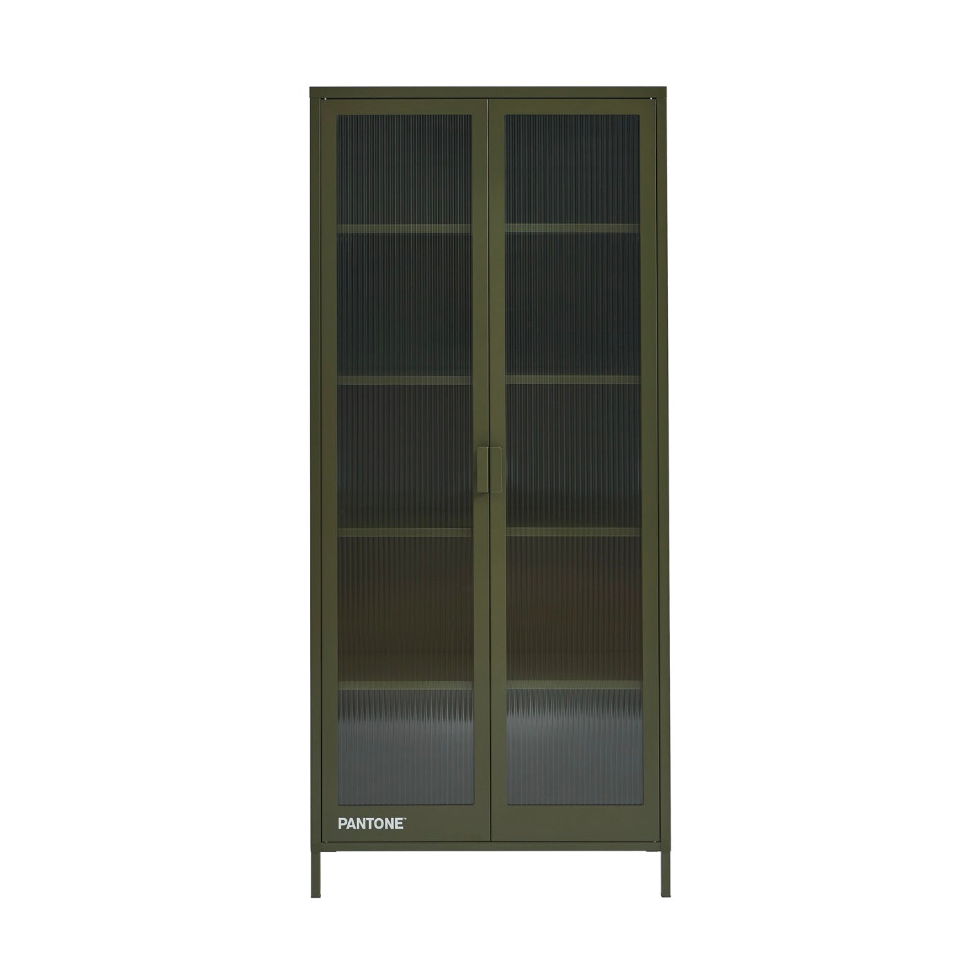 Vaisselier En Verre Cannelé Et Métal - Vert Olive