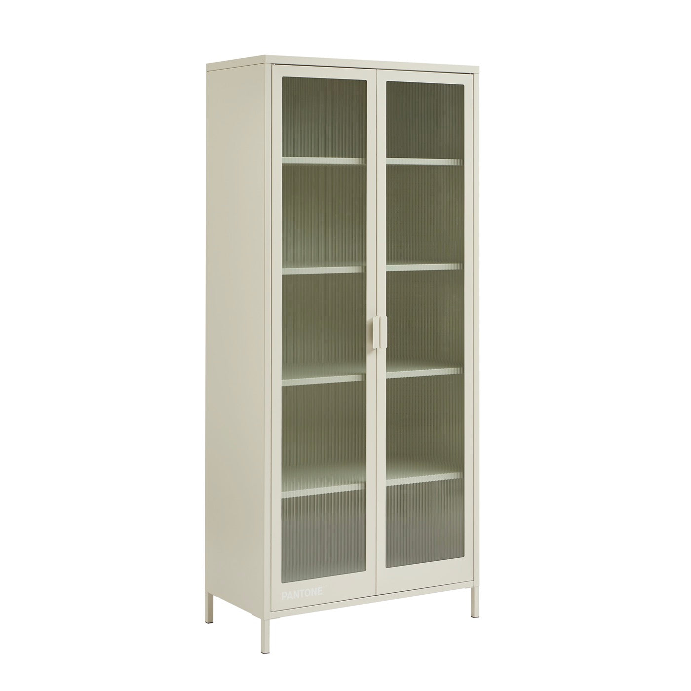 Vaisselier En Verre Cannelé Et Métal - Beige
