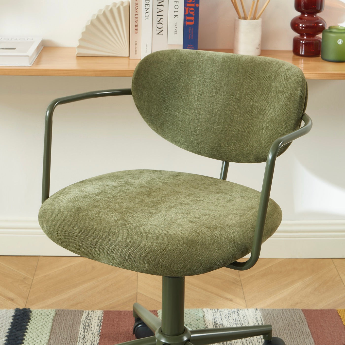 Office Chair - Fabric - Olive Green - With Casters