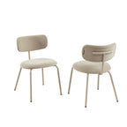 Lot De 2 Chaises - Tissu Et Pieds Métal - Taupe