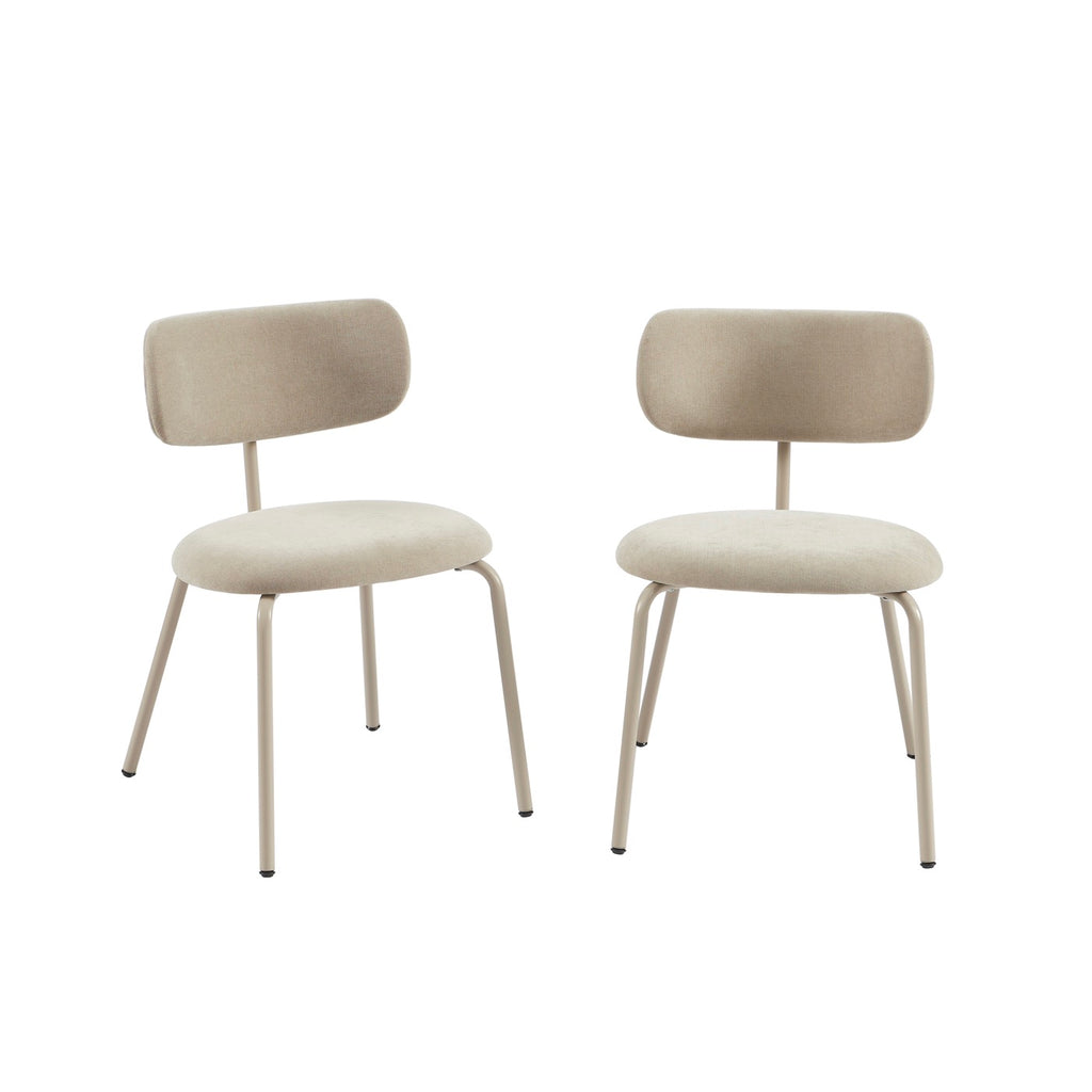 Lot De 2 Chaises - Tissu Et Pieds Métal - Taupe