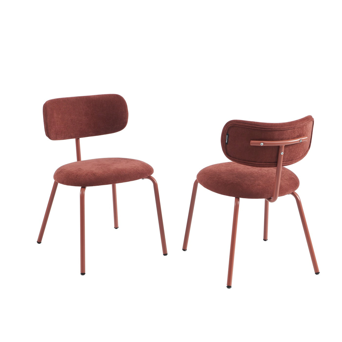 Lot De 2 Chaises - Tissu Et Pieds Métal - Terracotta