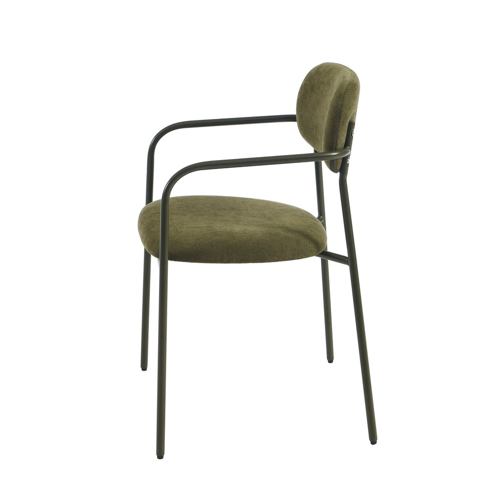Set of 2 Chairs - Fabric and Metal Legs - Olive Green