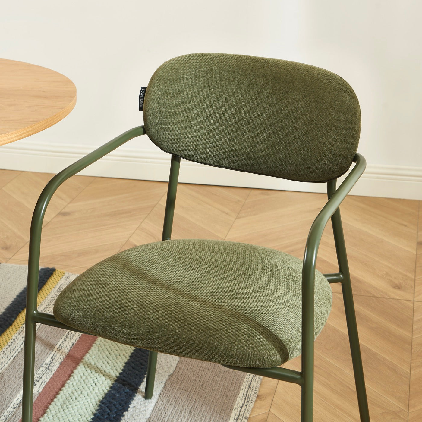 Set of 2 Chairs - Fabric and Metal Legs - Olive Green