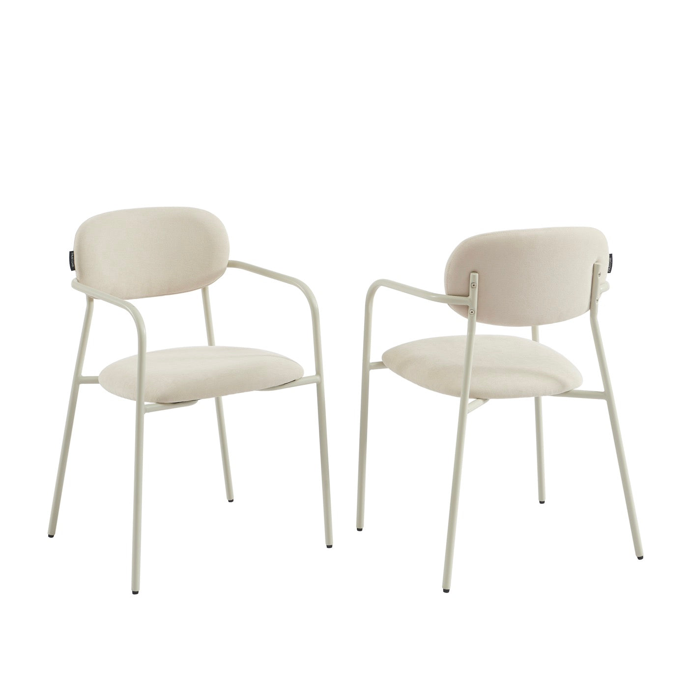 Lot De 2 Chaises - Tissu Et Pieds Métal - Beige Sable