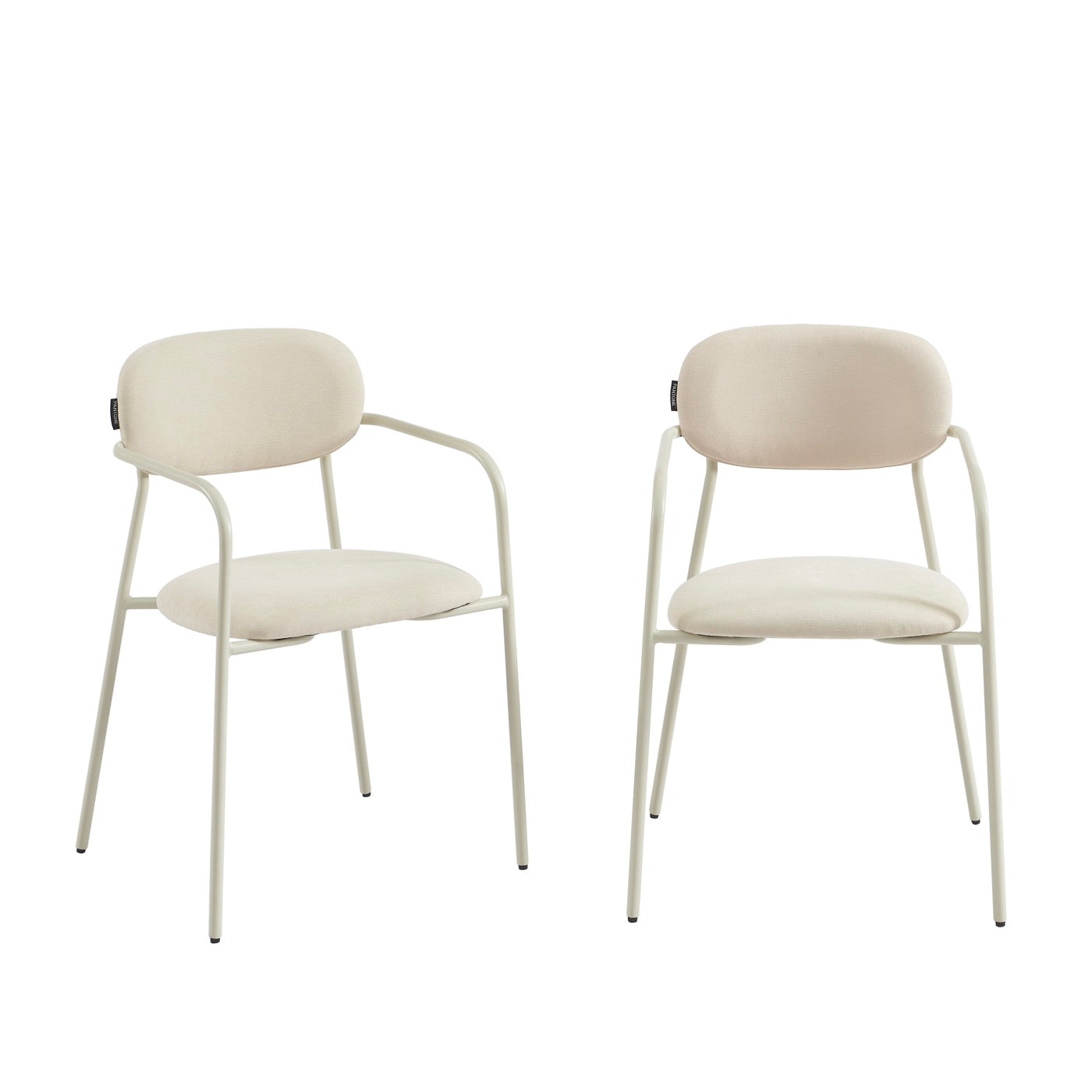 Lot De 2 Chaises - Tissu Et Pieds Métal - Beige Sable