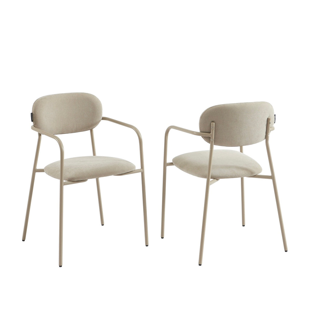 Set of 2 Chairs - Fabric and Metal Legs - Taupe