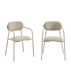 Set of 2 Chairs - Fabric and Metal Legs - Taupe