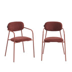 Lot De 2 Chaises - Tissu Et Pieds Métal - Terracotta