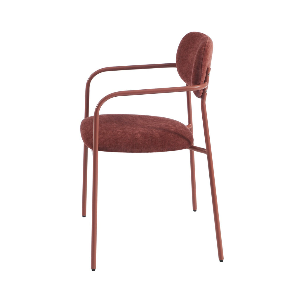 Lot De 2 Chaises - Tissu Et Pieds Métal - Terracotta
