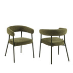Set of 2 Chairs - Fabric and Metal Legs - Olive Green