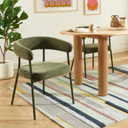 Set of 2 Chairs - Fabric and Metal Legs - Olive Green