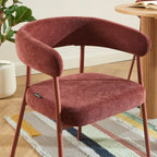 Set Of 2 Chairs - Fabric And Metal Legs - Terracotta
