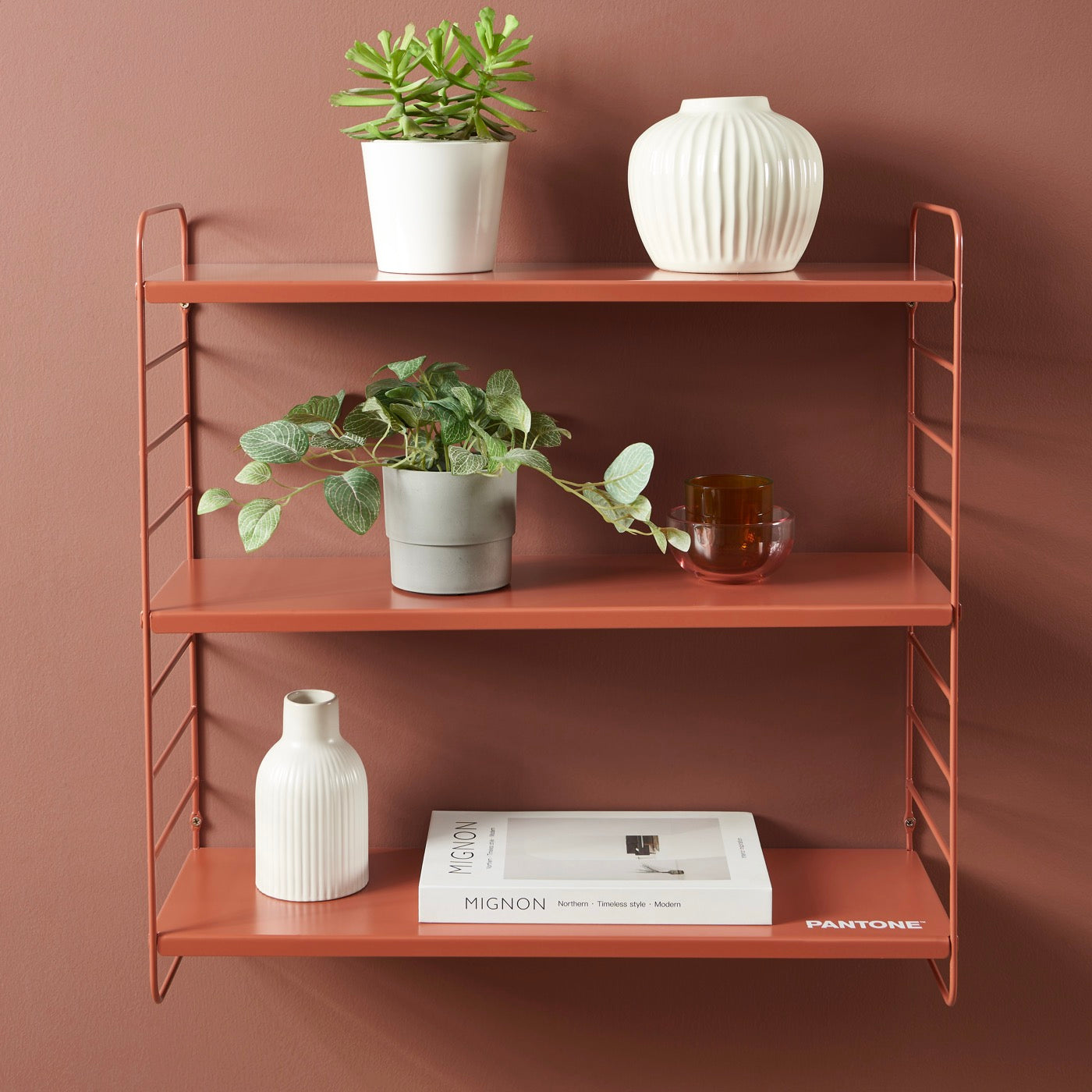 Estante de pared de 3 niveles - Metal - Terracota