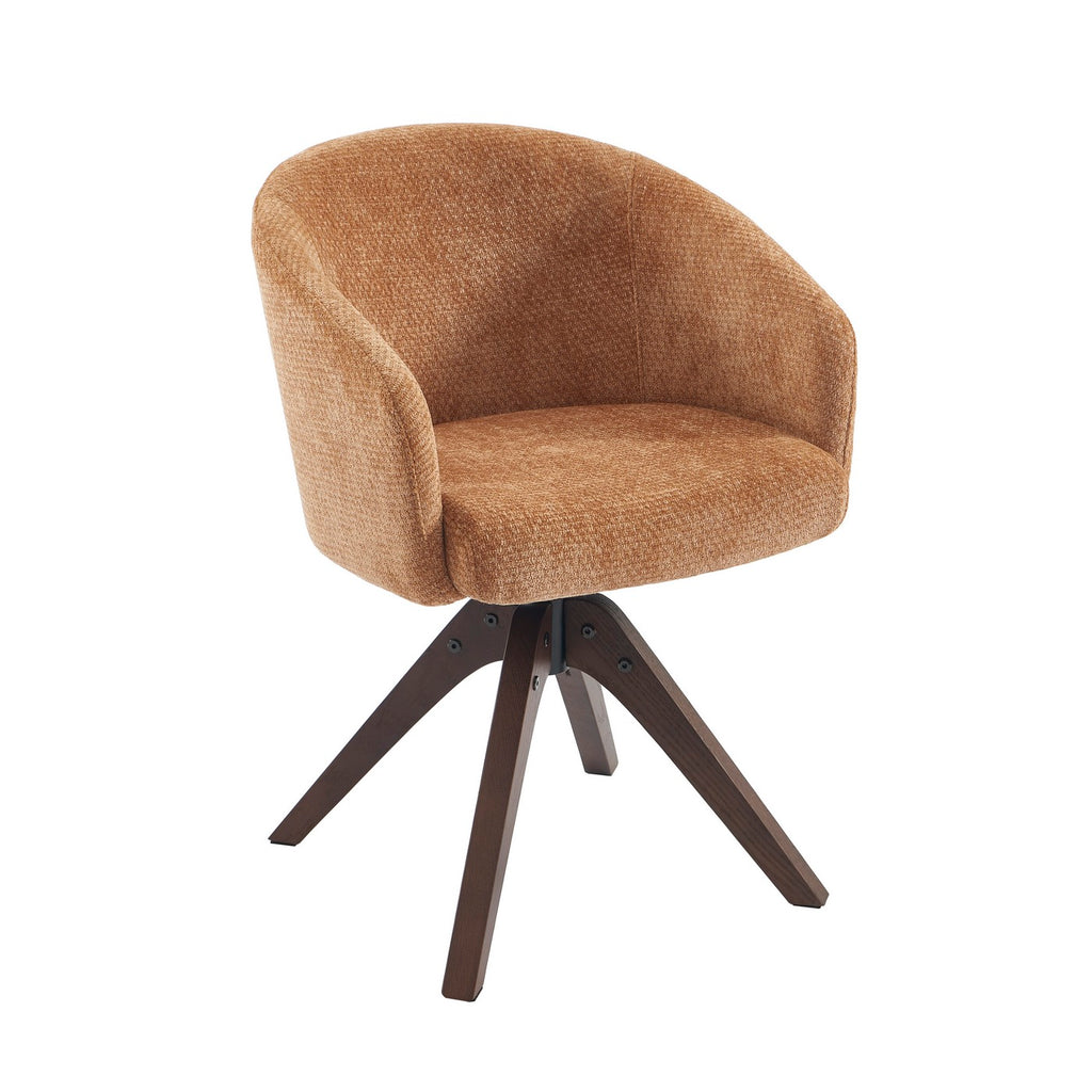 Paola - Chairs - Chenille Fabric - Terracotta Solid Oak Leg