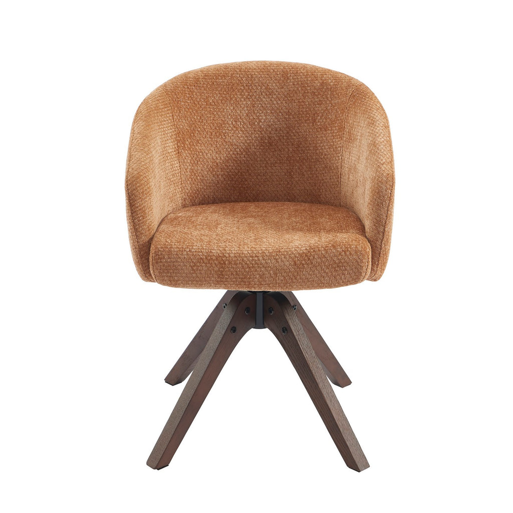 Paola - Chairs - Chenille Fabric - Terracotta Solid Oak Leg