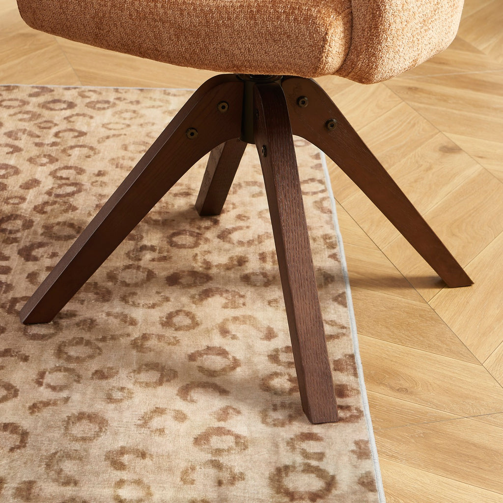Paola - Chairs - Chenille Fabric - Terracotta Solid Oak Leg