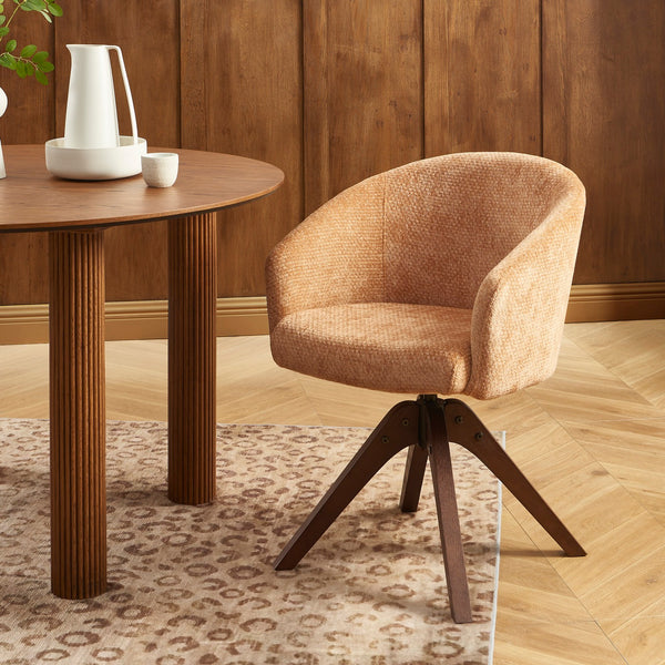 Paola - Fauteuil De Table - Tissu Chenille - Terracotta