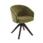 Paola - Chairs - Chenille Fabric - Green Solid Oak Legs