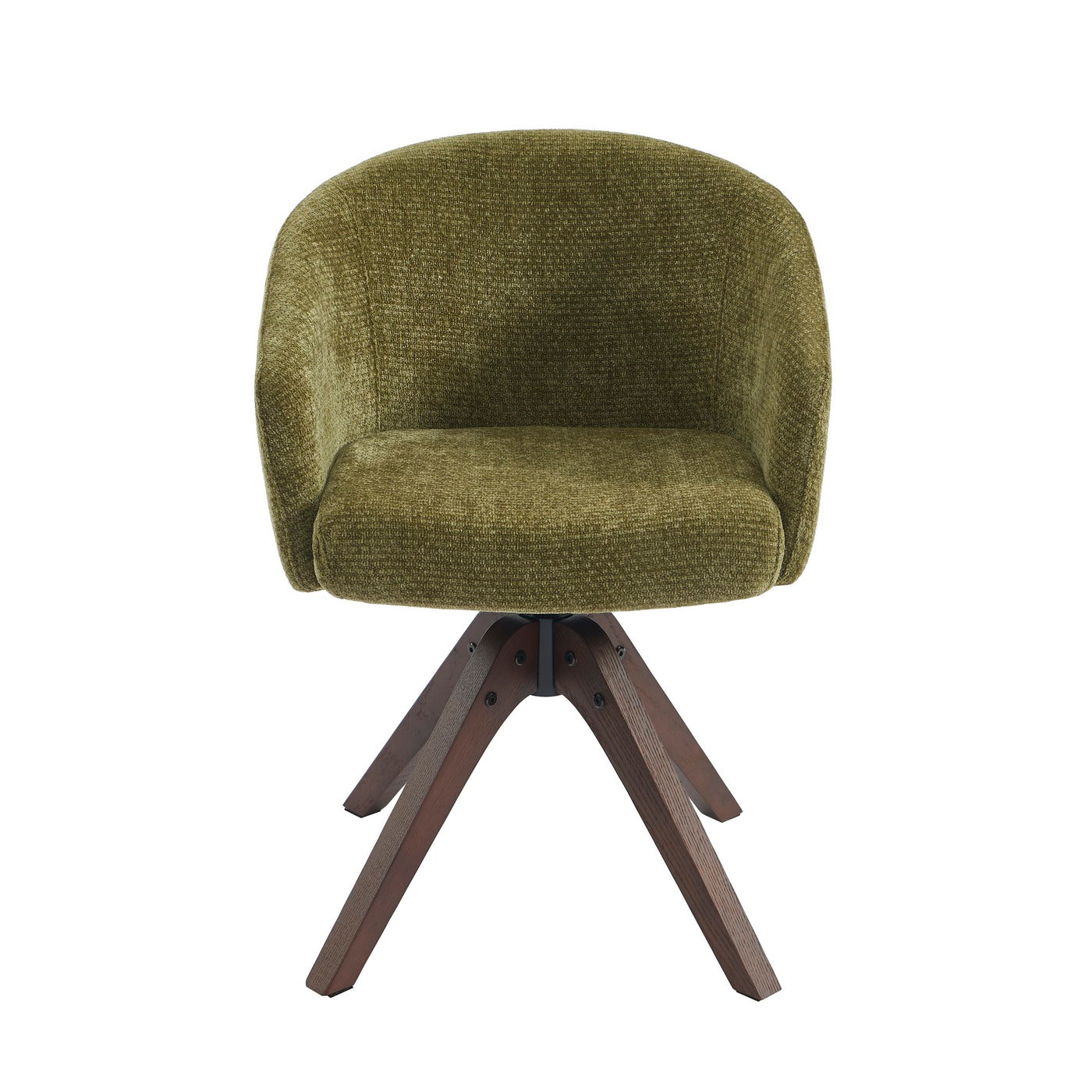 Paola - Chairs - Chenille Fabric - Green Solid Oak Legs