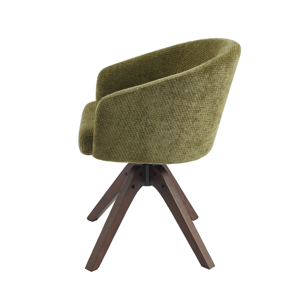 Paola - Chairs - Chenille Fabric - Green Solid Oak Legs