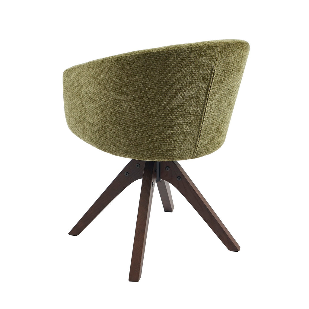 Paola - Chairs - Chenille Fabric - Green Solid Oak Legs