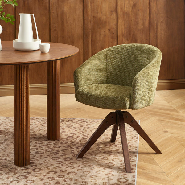Paola - Fauteuil De Table - Tissu Chenille - Vert