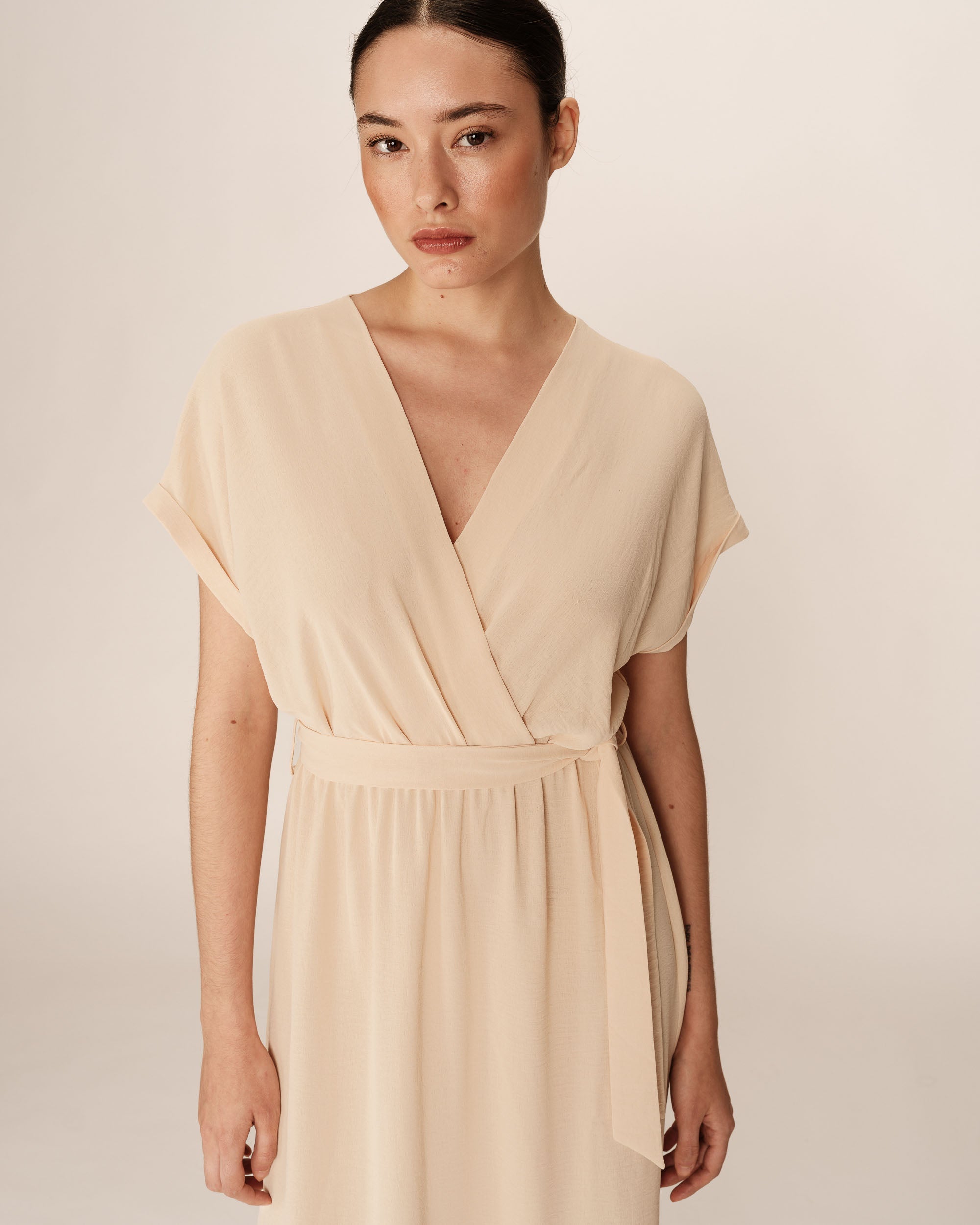 Robe Longue Papillon - Beige
