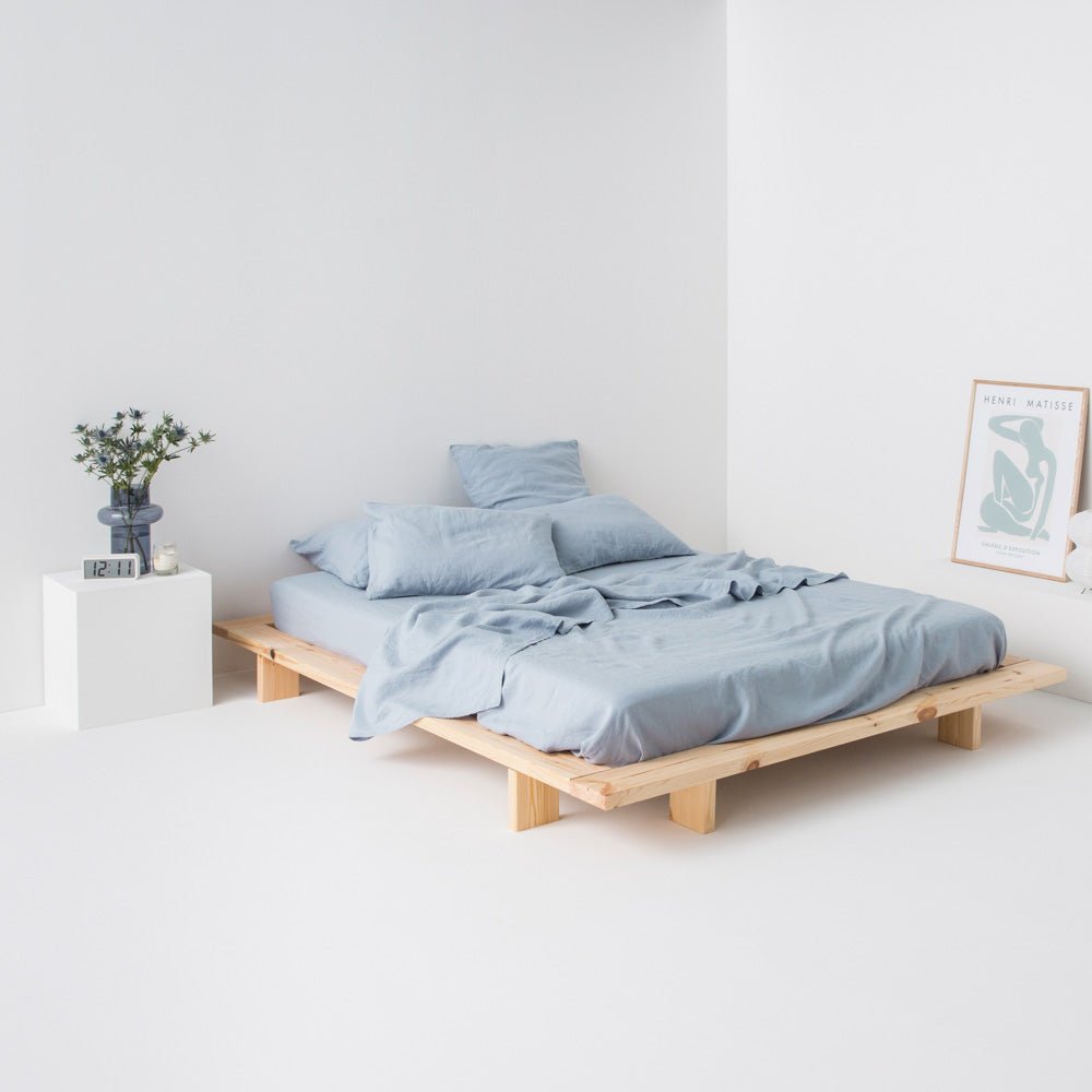 Flat Sheet - Washed Linen 190G/M² - Glacier Blue