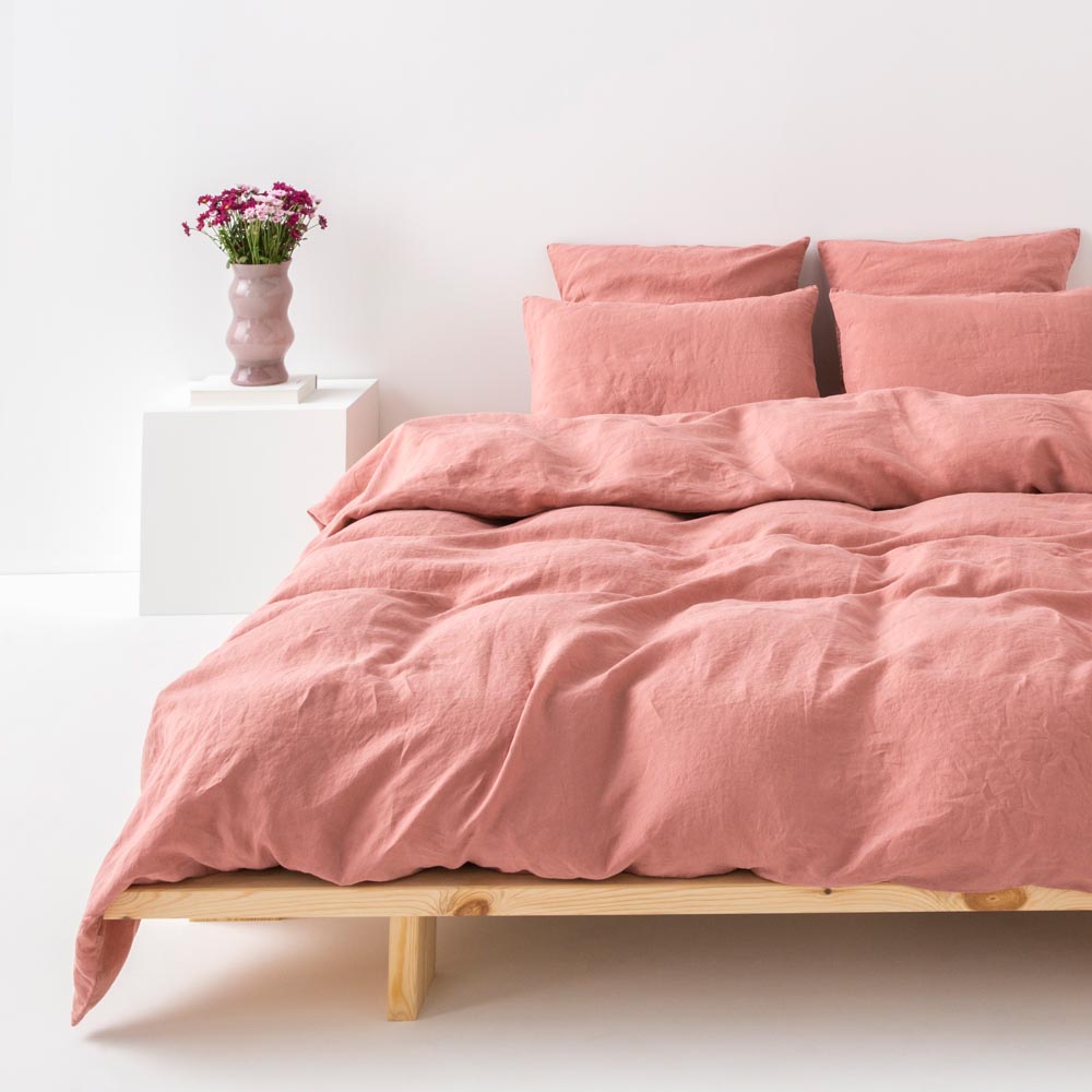 Duvet Cover - 190G/M² Washed Linen - Dusty Pink
