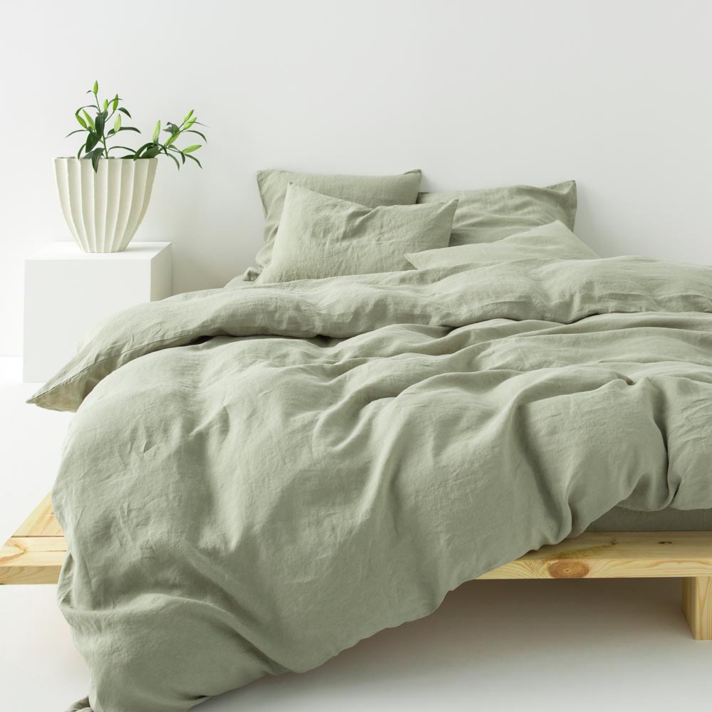 2 Pillowcases - 190G/M² Washed Linen - Sage Green