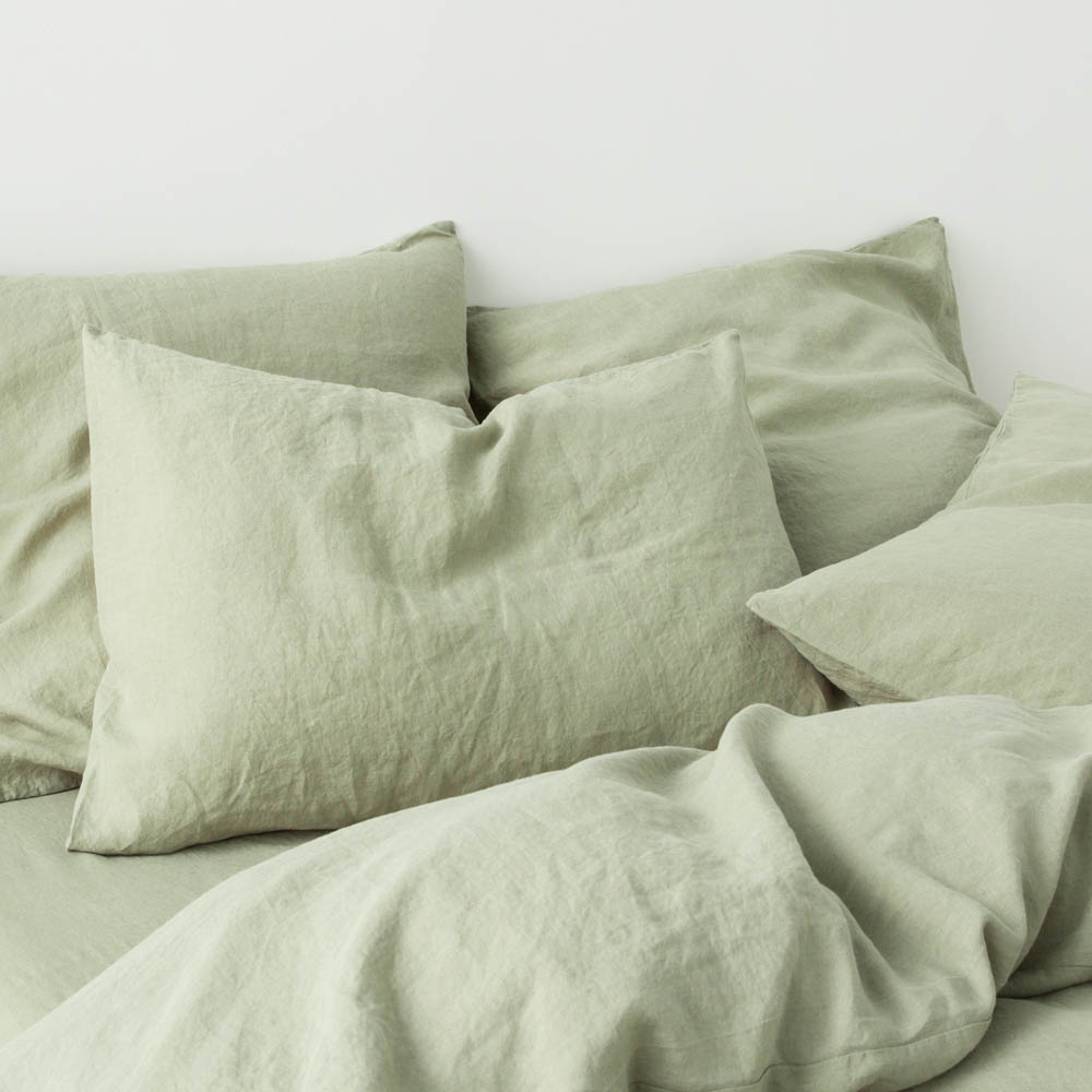 2 Pillowcases - 190G/M² Washed Linen - Sage Green