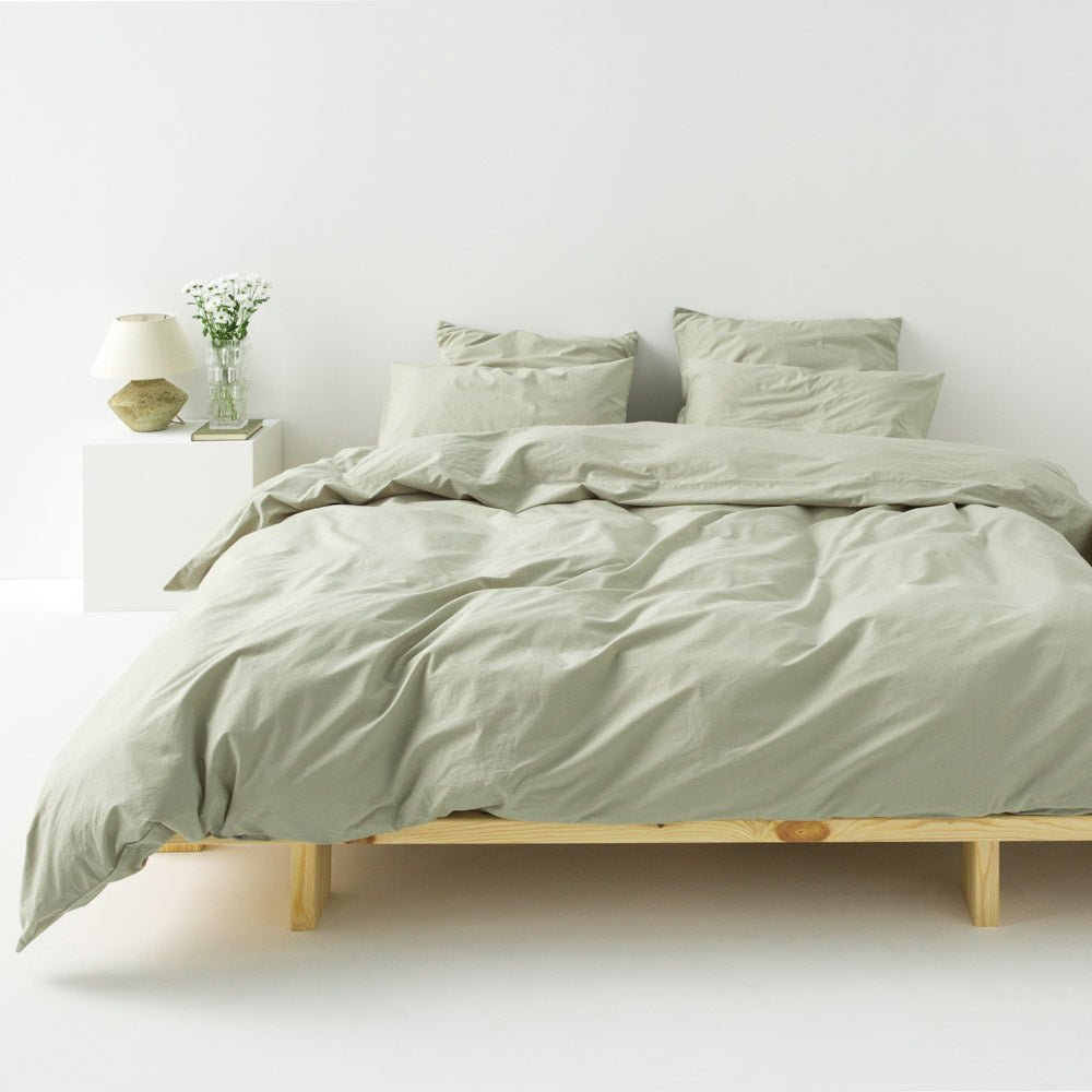 2 Pillowcases - In 300 Thread Count Washed Cotton Percale - Sage Green