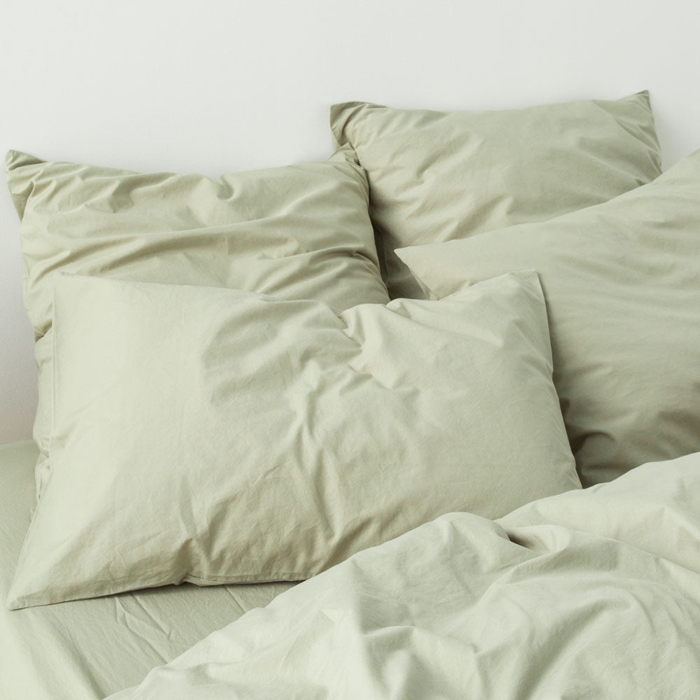 2 Pillowcases - In 300 Thread Count Washed Cotton Percale - Sage Green