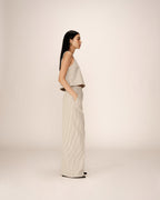 Pantalón Ancho Con Rayas Pátina Crudo