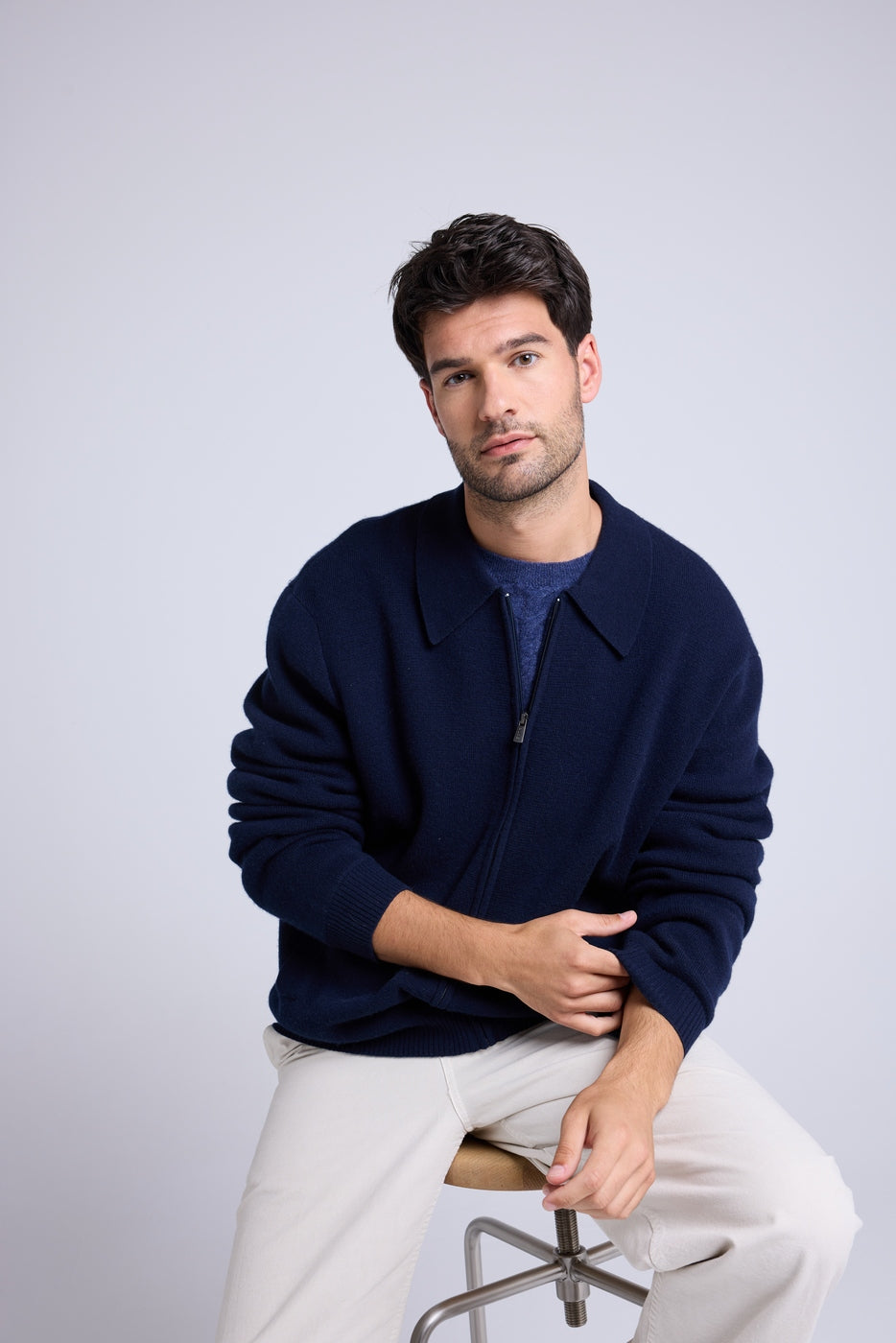 Patrick Zip-up Jacket - Navy Blue