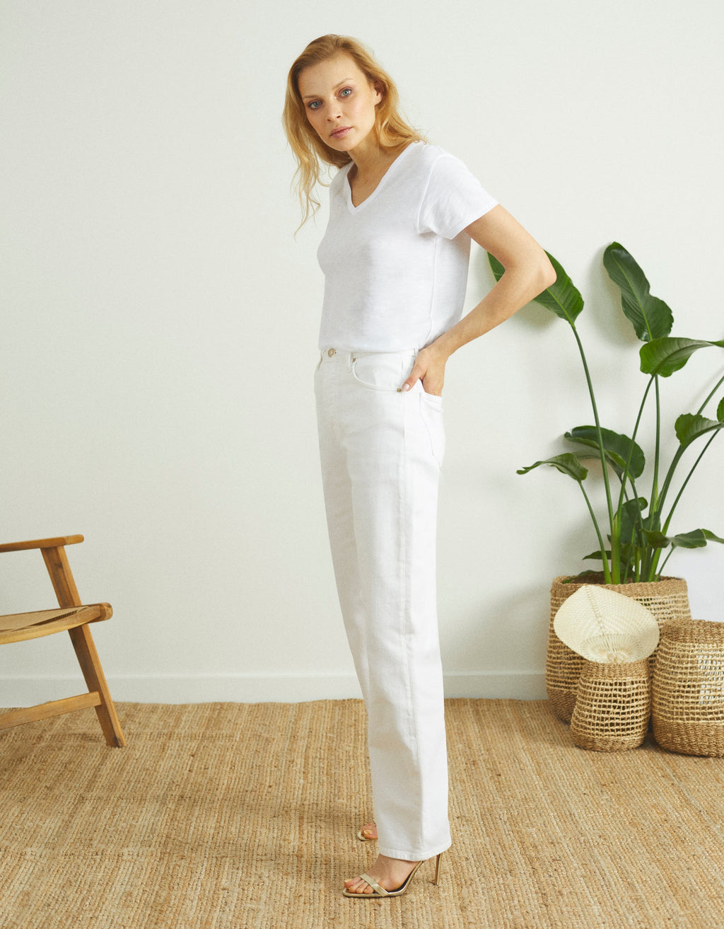 Reiko - Pantalon Straight Paty - Denim Off White - Femme