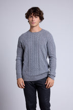 Jersey trenzado de cuello redondo Paul - Gris oscuro - Hombre