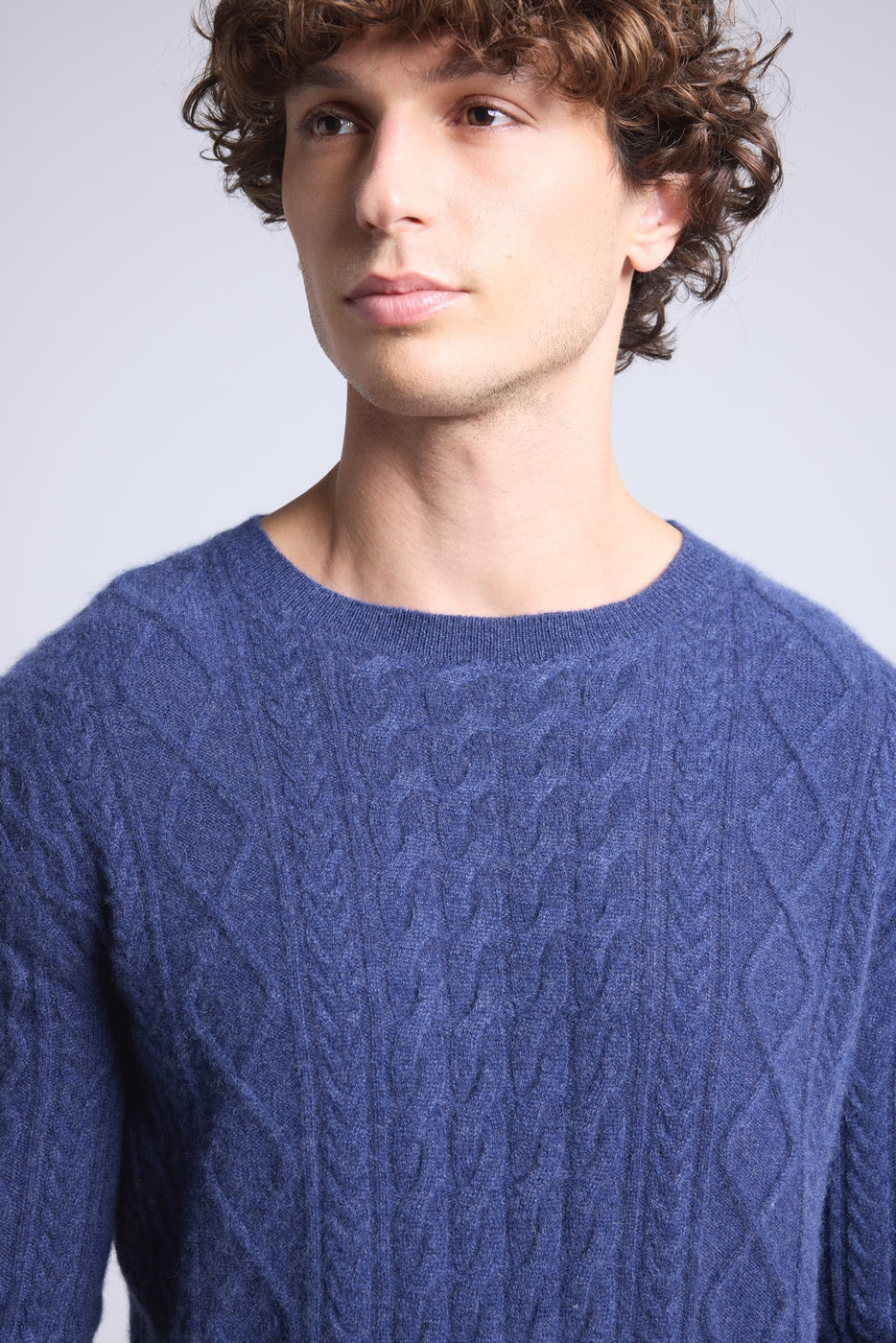 Jersey trenzado de cuello redondo Paul - Azul índigo - Hombre