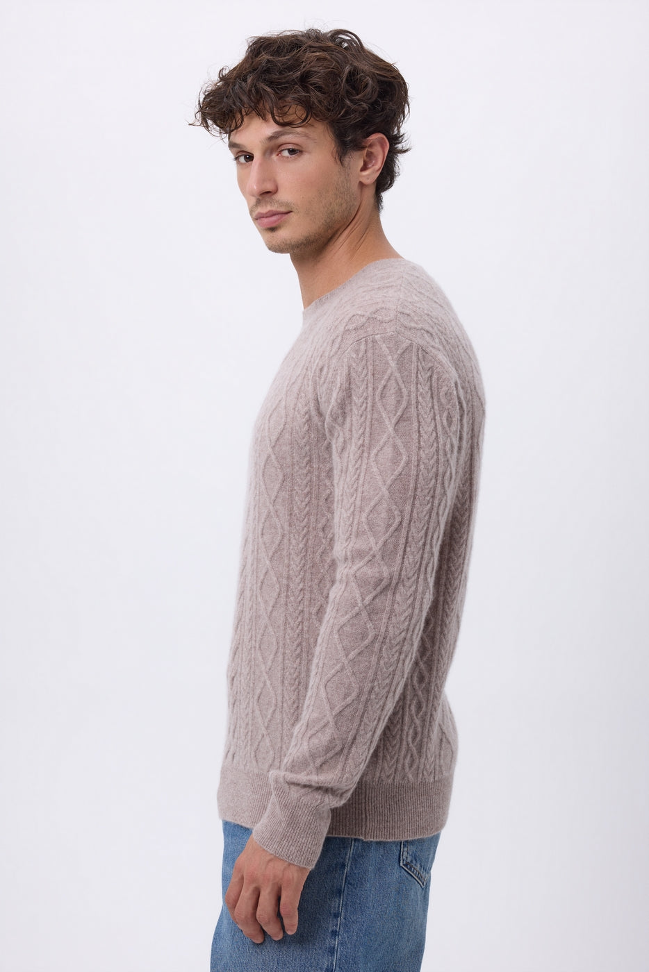 Paul Cable-Knit Crew-Neck Jumper - Hazelnut - Men