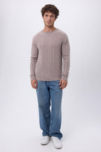 Paul Cable-Knit Crew-Neck Jumper - Hazelnut - Men
