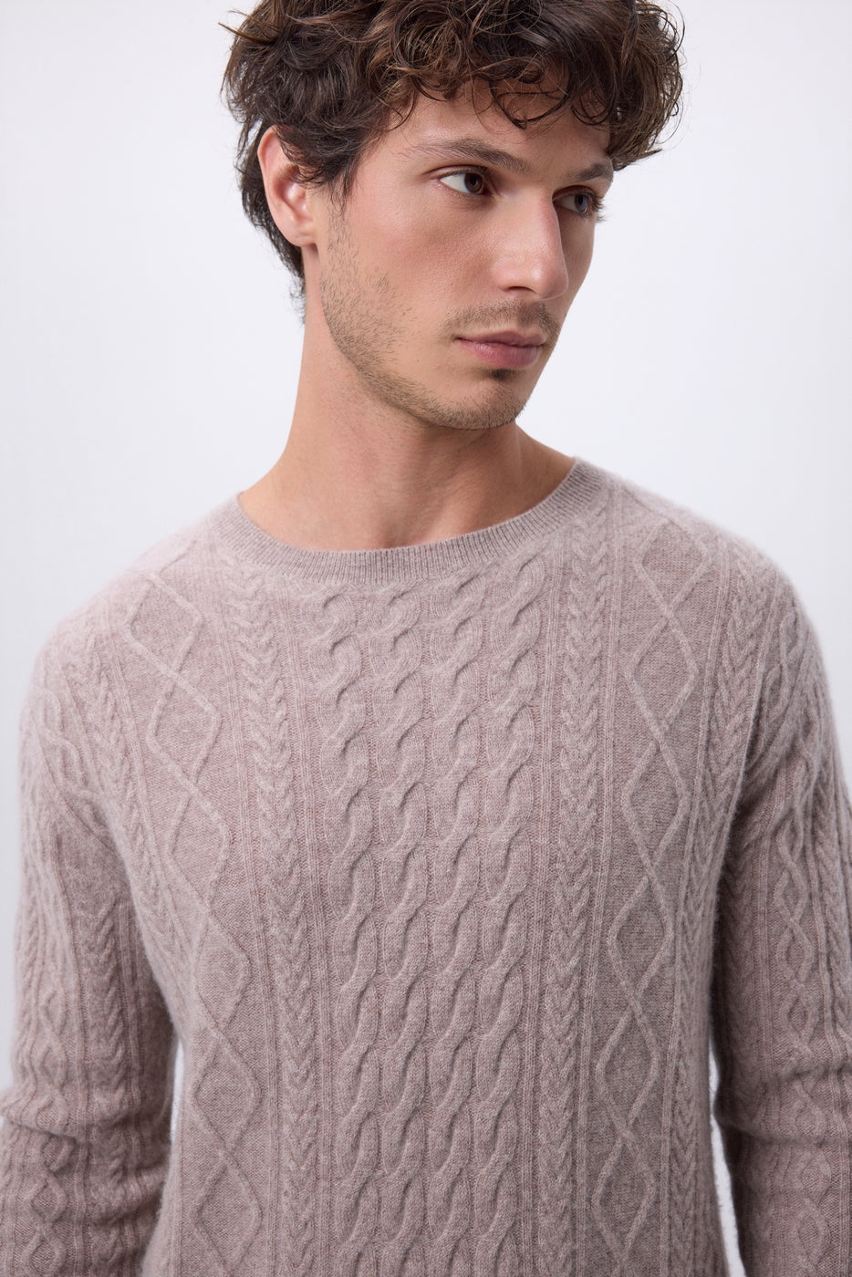 Paul Cable-Knit Crew-Neck Jumper - Hazelnut - Men