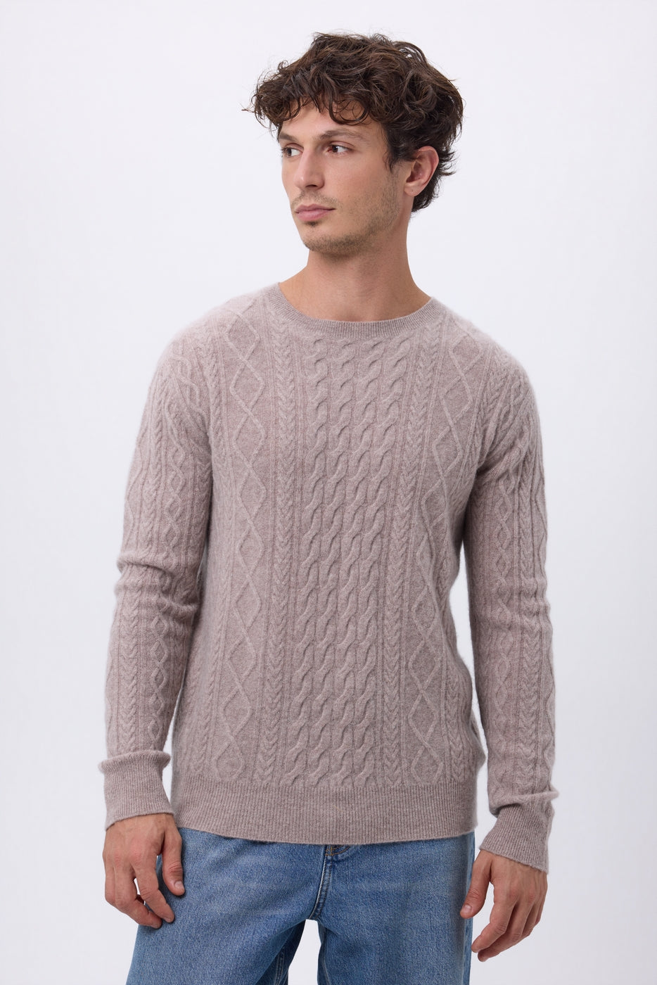 Paul Cable-Knit Crew-Neck Jumper - Hazelnut - Men