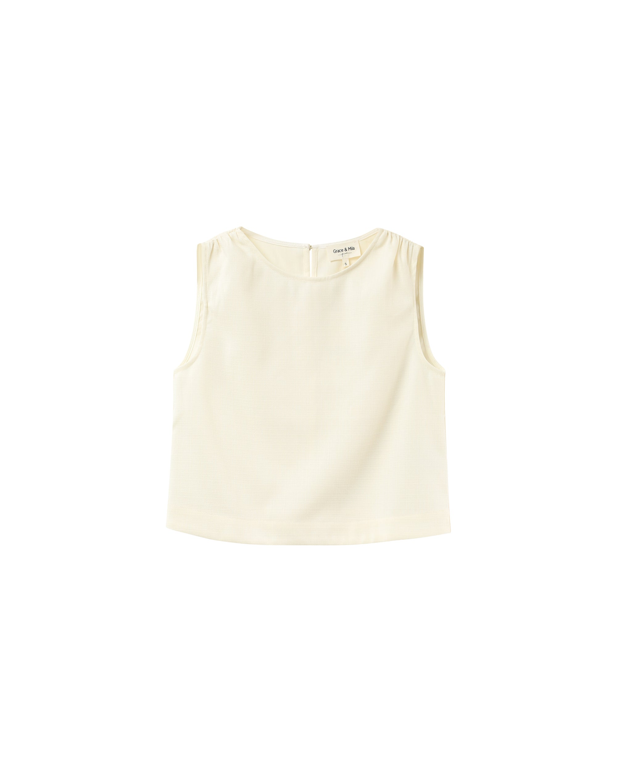 Cropped Top With Gathers Ecru Palm