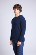 Jersey de cuello redondo con coderas Paxton - Azul marino y parche denim - Hombre