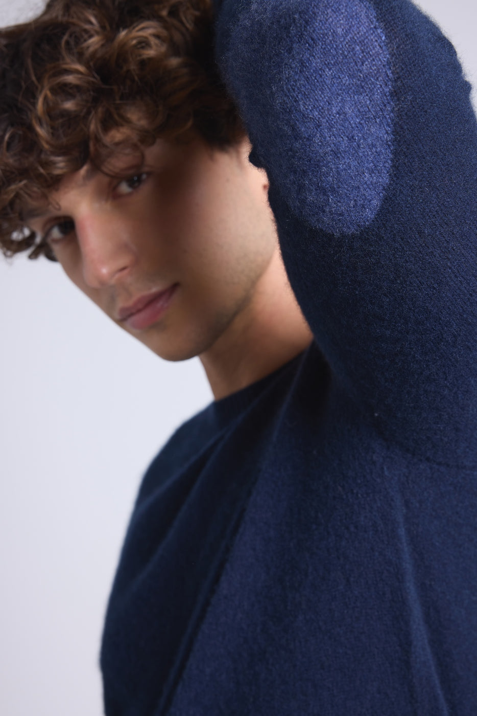 Jersey de cuello redondo con coderas Paxton - Azul marino y parche denim - Hombre